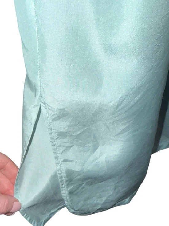 Victoria's Secret Silk Light blue nightgown, flower rhinestones, plunging V-Neck - Picture 6 of 8